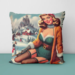 Cute Retro Winter Pin-up Cushion