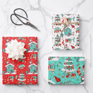 Cute Retro Wrapping Paper Sheet