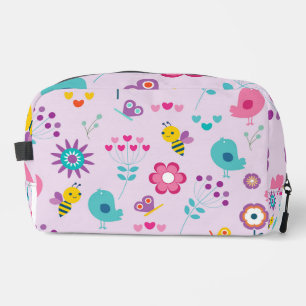 Cute Retro Y2K Birds and Bees Playful Makeup Bag