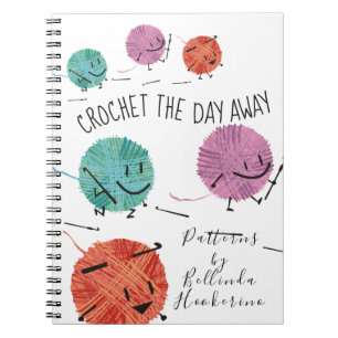 Cute retro yarn crochet hooks pattern notebook