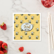 Cute Retro Yellow Striped Bumblebee Birthday