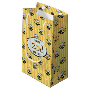 Cute Retro Yellow Striped Bumblebee Birthday Small Gift Bag