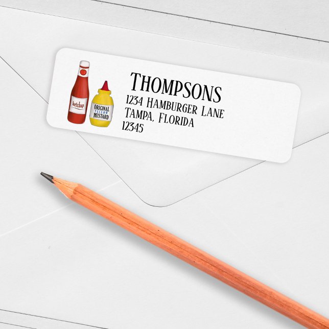 Cute Return Address Ketchup and Mustard Label (Creator Uploaded)