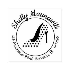 Cute Return Address Stamp Girly Polka Dot Shoe