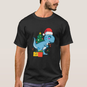 Cute Rex Tyrannosaurus Rex Dinosaur Santa Merry Ch T-Shirt