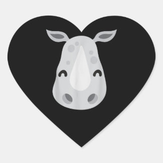 Cute Rhino Animal Face DIY Lazy Halloween Costume Heart Sticker