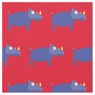 Cute Rhino Kid Baby Nursery Red Rhinoceros Fabric