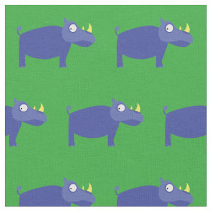 Cute Rhino Kids Baby Nursery Green Rhinoceros Fabric