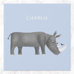 Cute Rhinoceros Animal Lover Custom Name Faux Canvas Print<br><div class="desc">A fun rhinoceros illustration for animal and wildlife lovers. Perfect for boys or girls.
Change or remove the name to customise.</div>
