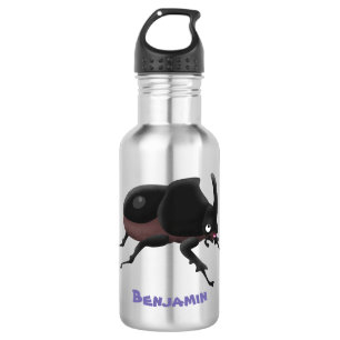 Cute rhinoceros beetle cartoon illustration 532 ml water bottle