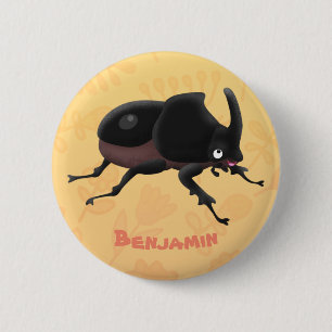 Cute rhinoceros beetle cartoon illustration 6 cm round badge