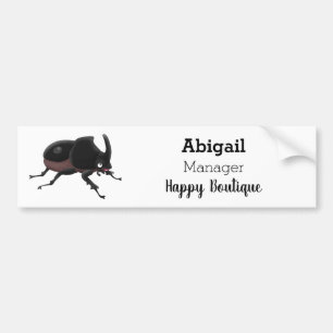 Cute rhinoceros beetle cartoon illustration bumper sticker