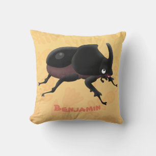 Cute rhinoceros beetle cartoon illustration cushion