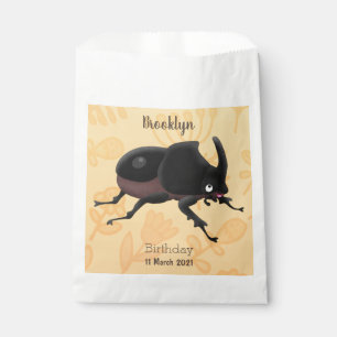 Cute rhinoceros beetle cartoon illustration favour bag
