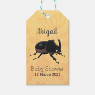 Cute rhinoceros beetle cartoon illustration gift tags