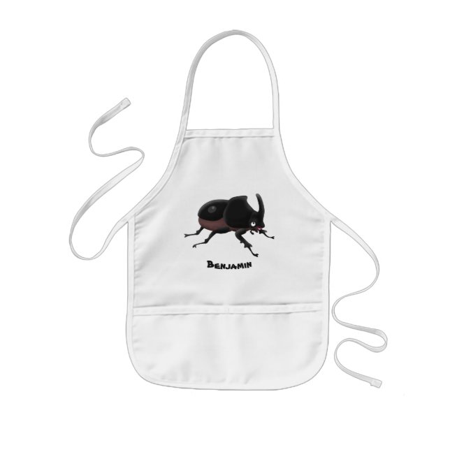 Cute rhinoceros beetle cartoon illustration kids apron (Front)