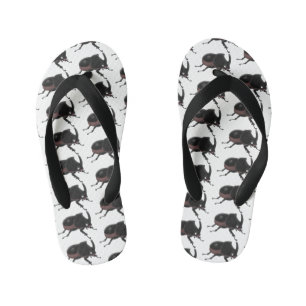 Cute rhinoceros beetle cartoon illustration kid's thongs