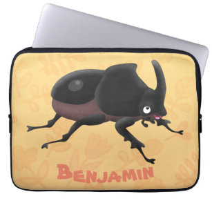 Cute rhinoceros beetle cartoon illustration laptop sleeve
