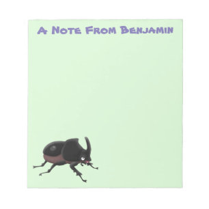 Cute rhinoceros beetle cartoon illustration notepad