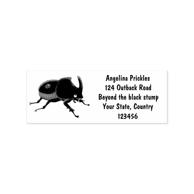 Cute rhinoceros beetle cartoon illustration  rubber stamp (Imprint)