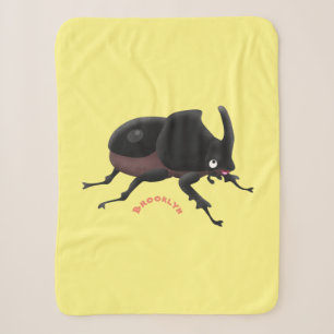 Cute rhinoceros beetle cartoon illustration sherpa blanket