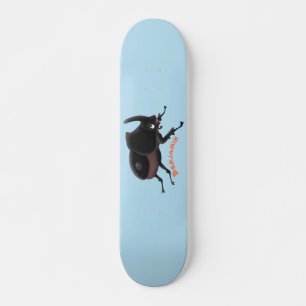 Cute rhinoceros beetle cartoon illustration skateboard