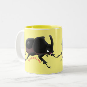Cute rhinoceros beetle cartoon illustration Two-Tone coffee mug