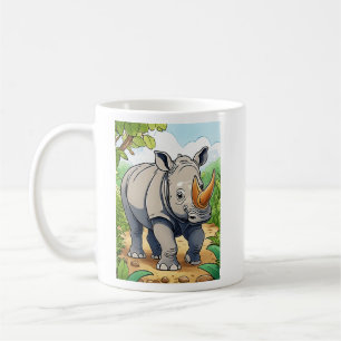 Cute Rhinoceros Cartoon-Sticker Style Baby Coffee Mug
