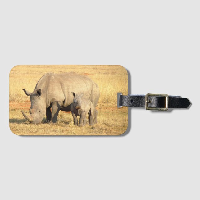 Cute rhinoceros in africa  luggage tag (Front Horizontal)