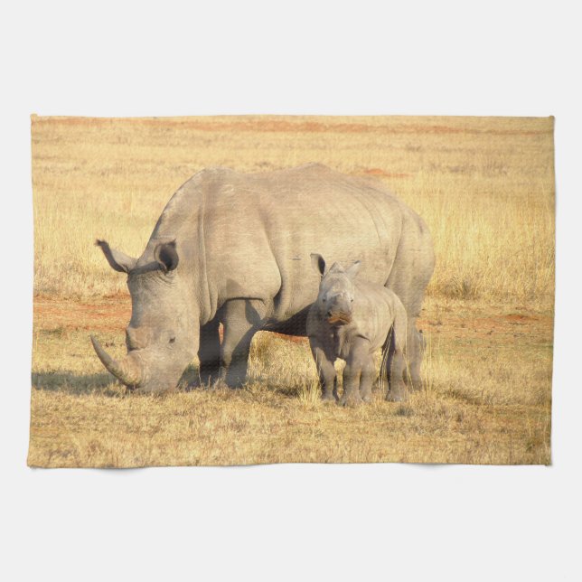 Cute rhinoceros in africa   tea towel (Horizontal)