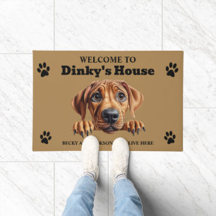 Cute Rhodesian Ridgeback Dog Photo Doormat