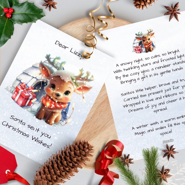 Cute Rhyme Reindeer Poem Snowfalkes Kids Christmas Holiday Card (Creator Uploaded)