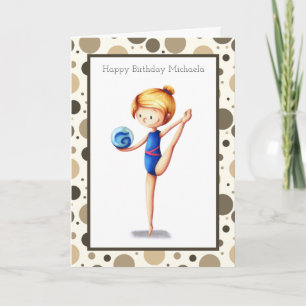 Cute Rhythmic Gymnast with Ball Happy Birthday Card