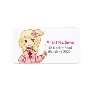 Cute Ribbon Girl Address Label