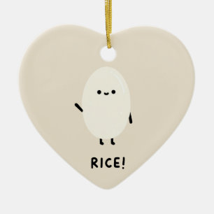 cute rice character minimal kawaii funny rice desi ceramic ornament