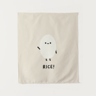 cute rice character minimal kawaii funny rice desi tapestry