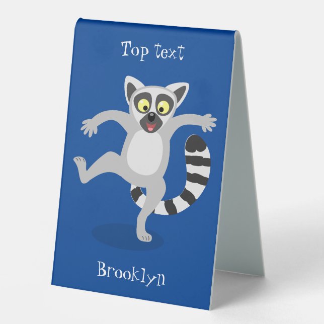 Cute ring tail lemur dancing cartoon illustration (Front)
