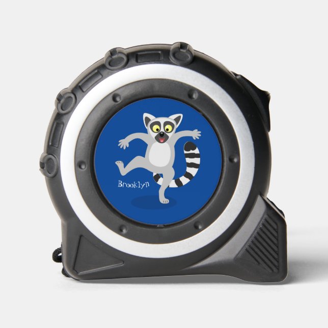 Cute ring tail lemur dancing cartoon illustration 1 (Front)