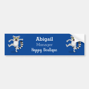 Cute ring tail lemur dancing cartoon illustration bumper sticker