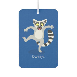 Cute ring tail lemur dancing cartoon illustration car air freshener