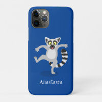 Cute ring tail lemur dancing cartoon illustration