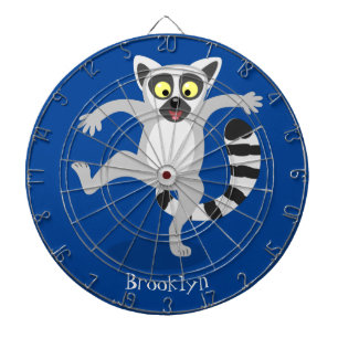 Cute ring tail lemur dancing cartoon illustration dartboard