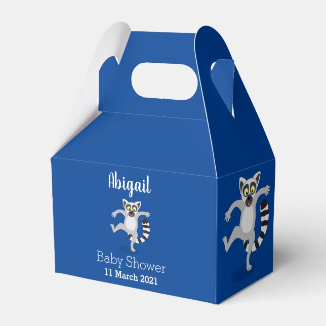 Cute ring tail lemur dancing cartoon illustration favour box (Front Side)