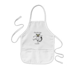 Cute ring tail lemur dancing cartoon illustration kids apron