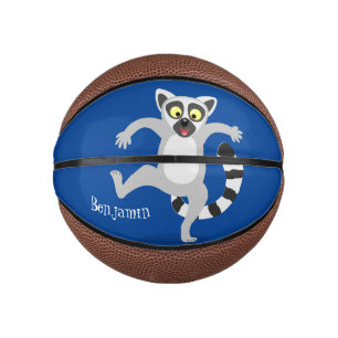 Cute ring tail lemur dancing cartoon illustration mini basketball