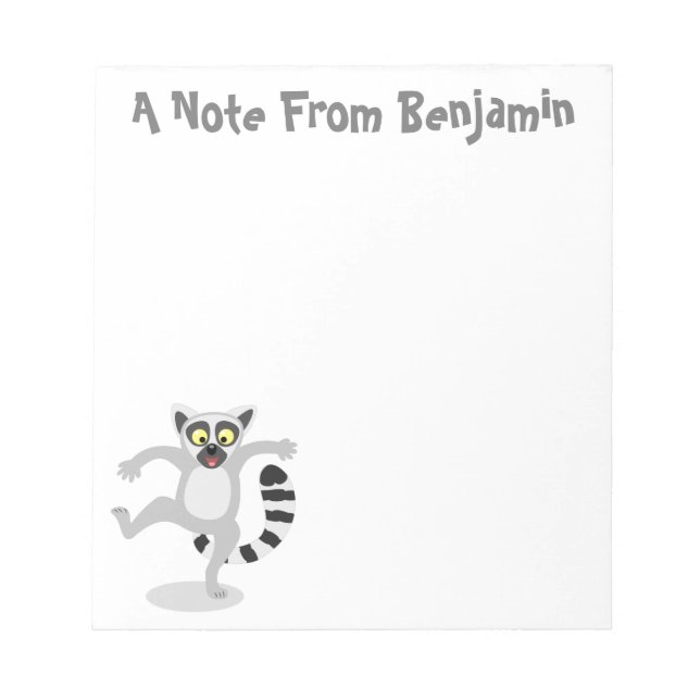 Cute ring tail lemur dancing cartoon illustration notepad (Front)