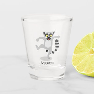 Cute ring tail lemur dancing cartoon illustration shot glass