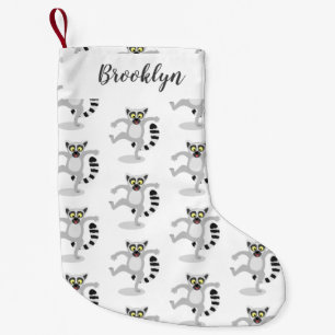Cute ring tail lemur dancing cartoon illustration small christmas stocking