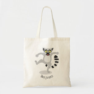 Cute ring tail lemur dancing cartoon illustration tote bag