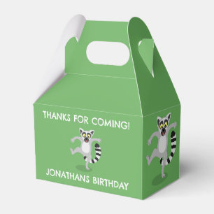 Cute ring tail lemur personalised cartoon birthday favour box